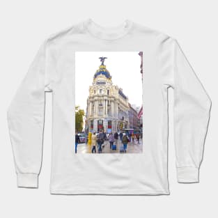 METROPOLIS. the most beautiful building in Gran Via. Madrid. Long Sleeve T-Shirt